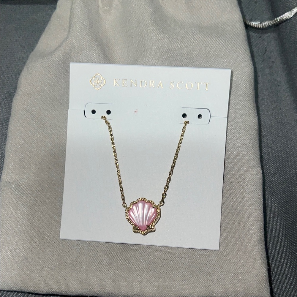 Kendra Scott Gold Necklace with Pink Shell Pendant
